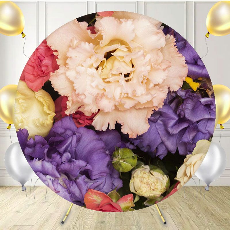 Blooming Dense Flowers Ladies Round Backdrop - Layoris