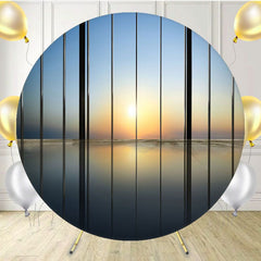 Sunrise View Through Modern Windows Round Backdrop - Layoris