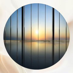 Sunrise View Through Modern Windows Round Backdrop - Layoris