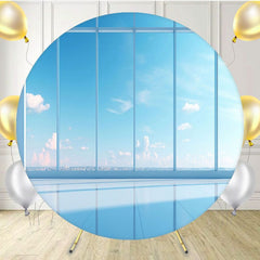 Blue Sky And Floor Reflection Window Round Backdrop - Layoris