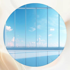 Blue Sky And Floor Reflection Window Round Backdrop - Layoris
