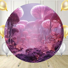 Magical Red Mushroom Forest Round Backdrop - Layoris