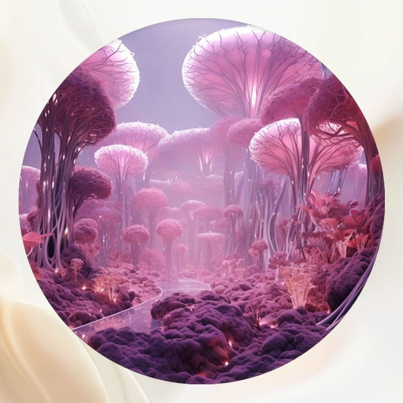 Magical Red Mushroom Forest Round Backdrop - Layoris