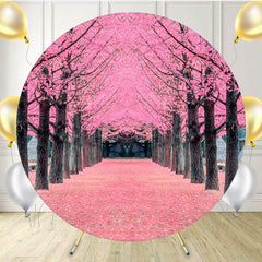 Pink Leaf Trees And Deciduous Land Round Backdrop - Layoris