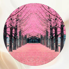 Pink Leaf Trees And Deciduous Land Round Backdrop - Layoris