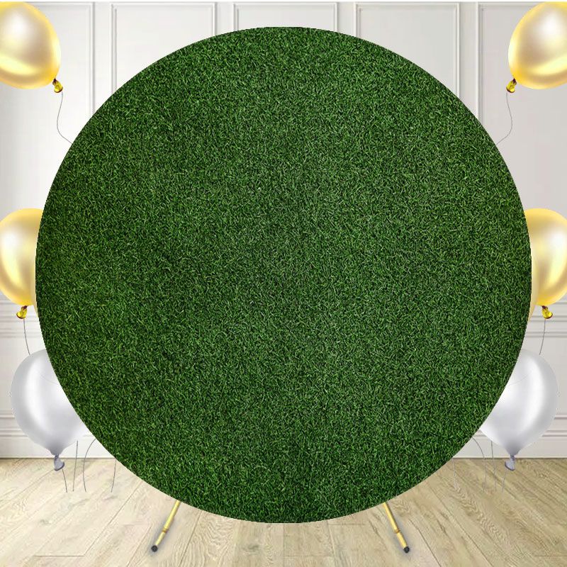 Green Grass Portrait Round Studio Backdrop - Layoris