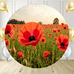 Red Flower Sea Portrait Circle Backdrop - Layoris