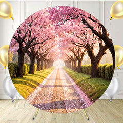 Endless Pink Cherry Blossom Trees Round Backdrop - Layoris