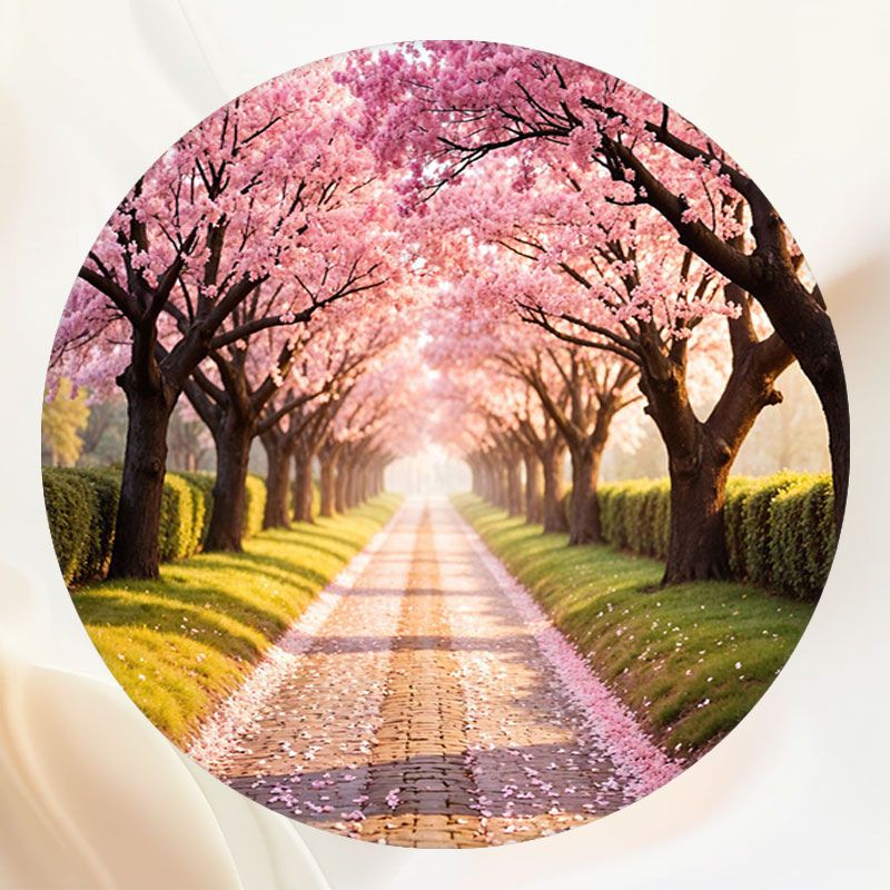 Endless Pink Cherry Blossom Trees Round Backdrop - Layoris