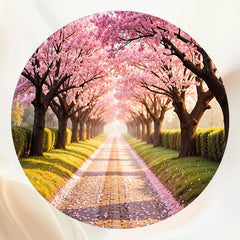 Endless Pink Cherry Blossom Trees Round Backdrop - Layoris