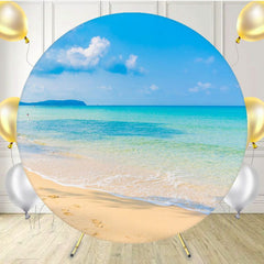 Blue Sea Beach Landscape Circle Backdrop - Layoris