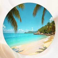 Coconut Leaves And Blue Sea Summer Round Backdrop - Layoris