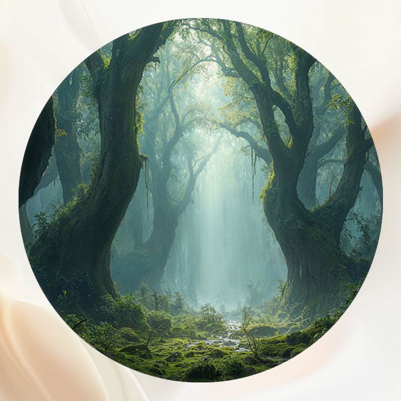 Ancient Forest Thick Trees Circle Backdrop - Layoris