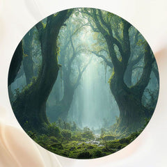 Ancient Forest Thick Trees Circle Backdrop - Layoris