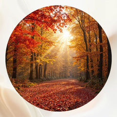 Sunlight Shines On The Red Maple Forest Round Backdrop - Layoris
