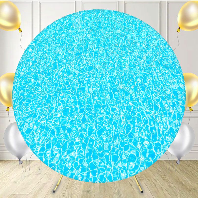 Blue Water Ripples Swimming Pool Round Backdrop - Layoris