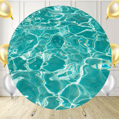 Teal Water Ripples Swimming Pool Round Backdrop - Layoris