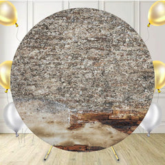 Dilapidated Brick Wall Studio Round Backdrop - Layoris