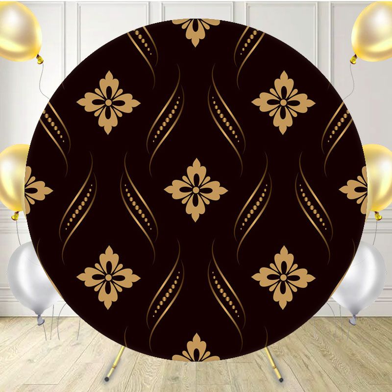 Golden Pattern Ribbon Round Backdrop - Layoris