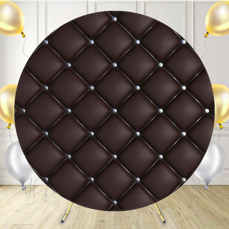 Black Plaid Sofa Texture Round Backdrop - Layoris
