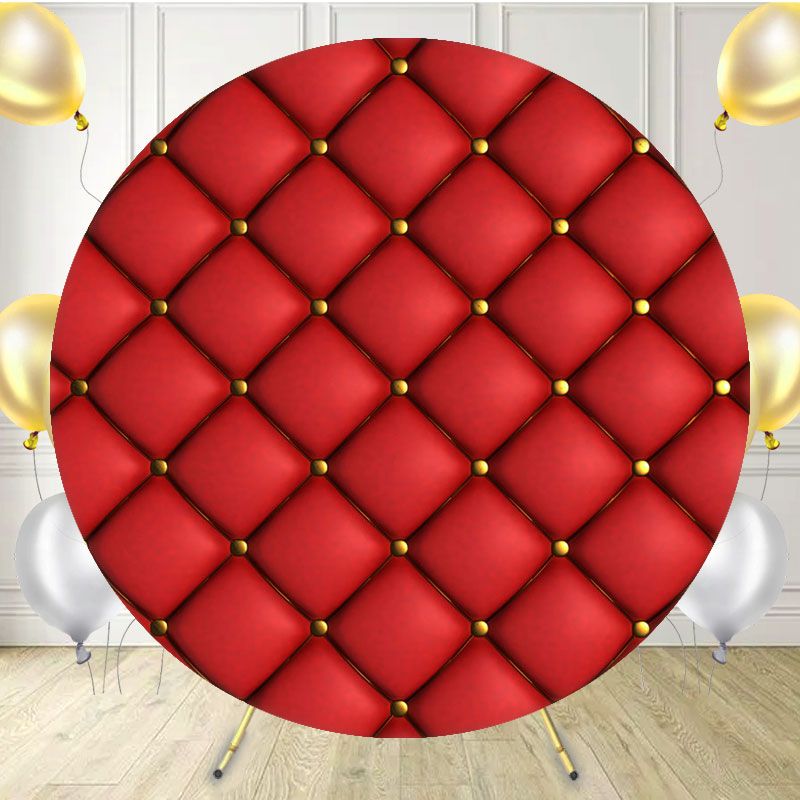 Red Plaid Sofa Texture Round Backdrop - Layoris