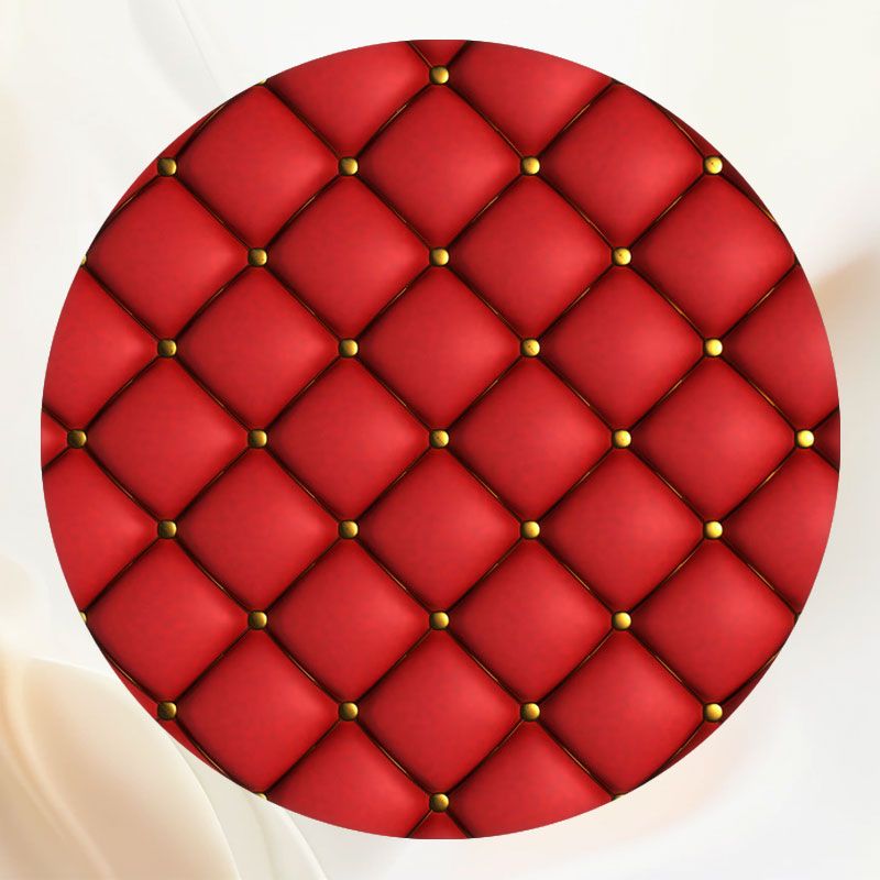 Red Plaid Sofa Texture Round Backdrop - Layoris