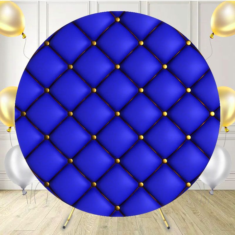 Blue Leather Sofa Texture Round Backdrop - Layoris