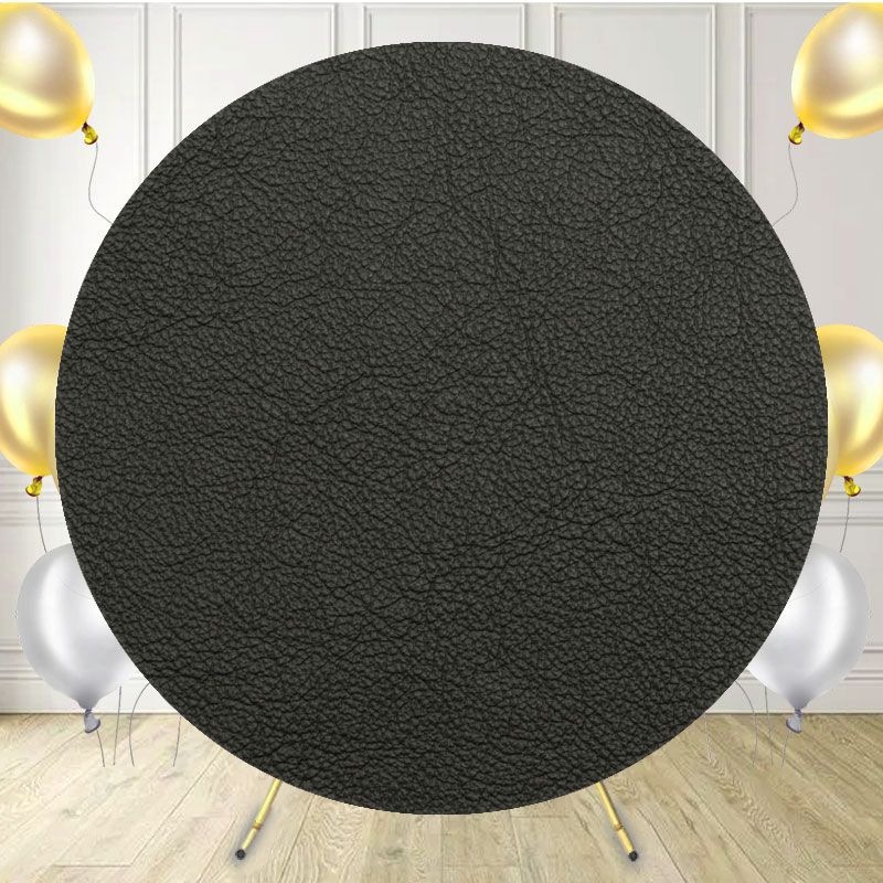 Dark Grey Leather Texture Round Backdrop - Layoris