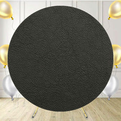 Dark Grey Leather Texture Round Backdrop - Layoris