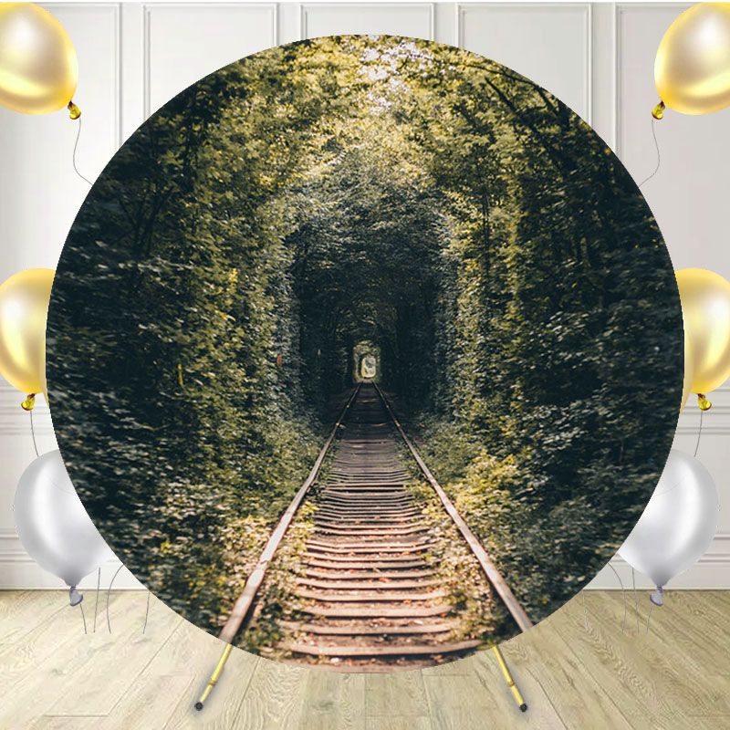 Castle Surrounded By Trees Flowers Circle Backdrop - Layoris