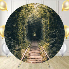 Castle Surrounded By Trees Flowers Circle Backdrop - Layoris