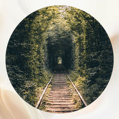 Castle Surrounded By Trees Flowers Circle Backdrop - Layoris