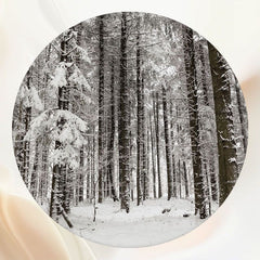 Snow Covered Forest In Winter Circle Backdrop - Layoris