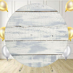 White Grey Wood Grain Circle Backdrop - Layoris