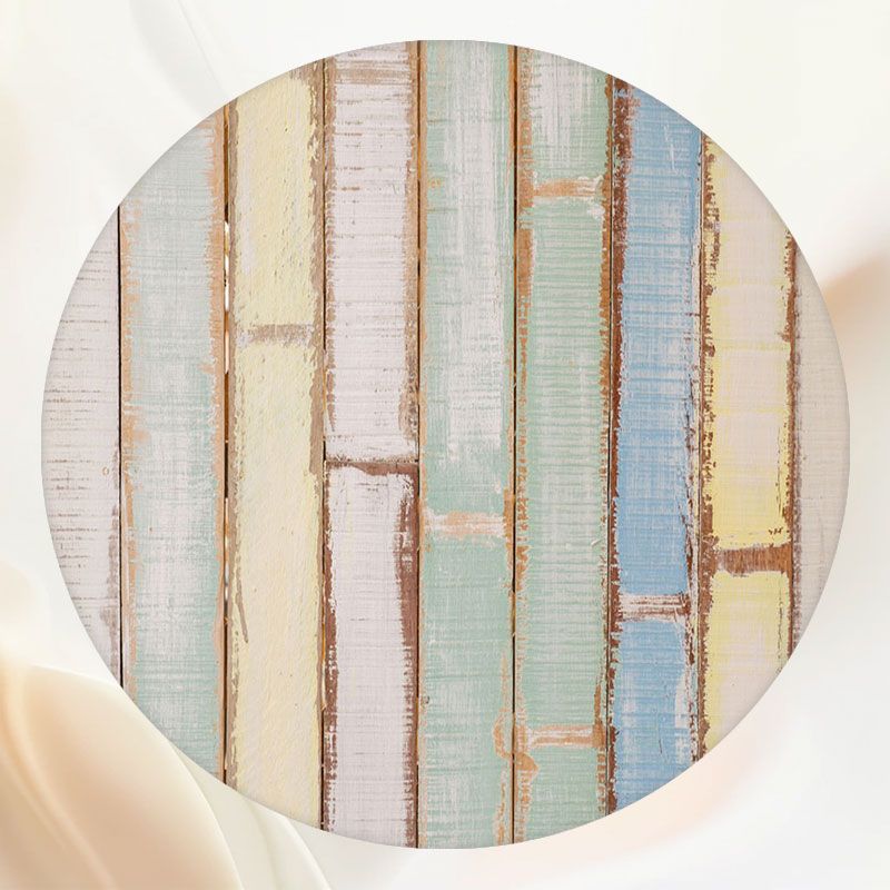 Blue And Yellow Wooden Planks Round Backdrop - Layoris