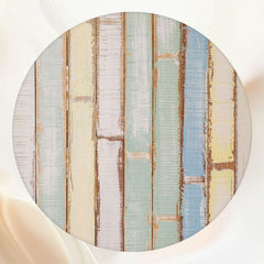 Blue And Yellow Wooden Planks Round Backdrop - Layoris
