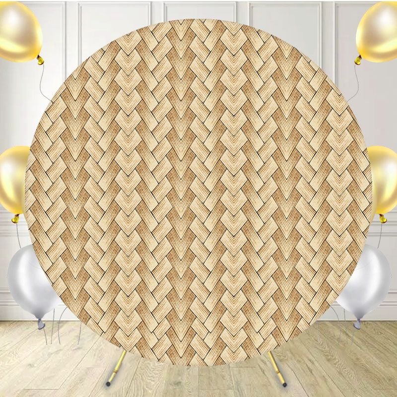 Woven Wood Grain Mat Texture Circle Backdrop - Layoris