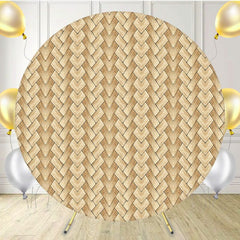 Woven Wood Grain Mat Texture Circle Backdrop - Layoris