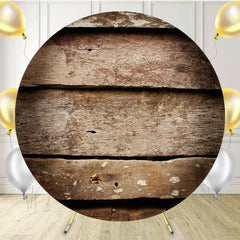 Brown Wooden Plank Center Light Round Backdrop - Layoris