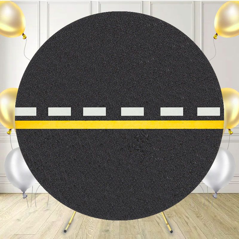 Dark Grey Highway Virtual Real Lines Circle Backdrop - Layoris