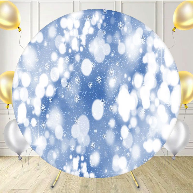 Aperture Snowflakes Blue Bokeh Round Backdrop - Layoris