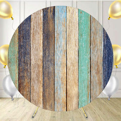 Green Blue Colored Wood Grain Round Backdrop - Layoris