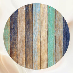 Green Blue Colored Wood Grain Round Backdrop - Layoris