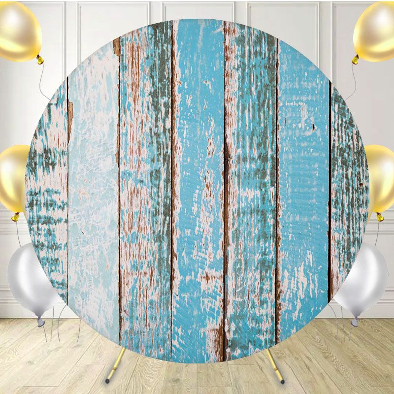 Blue Wood Grain Circle Backdrop - Layoris