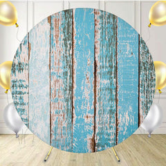 Blue Wood Grain Circle Backdrop - Layoris