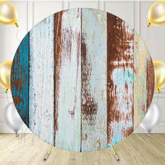 Blue Brown Wood Grain Circle Backdrop - Layoris
