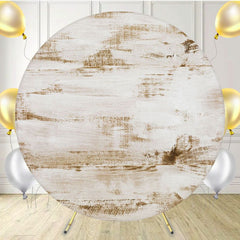 White And Brown Interwoven Wood Round Backdrop - Layoris