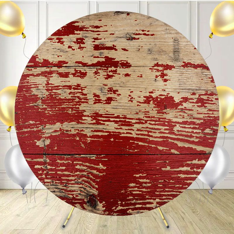 Red Old Wood Texture Circle Backdrop - Layoris