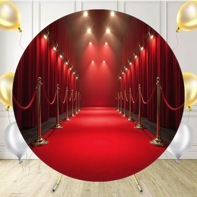 Red Carpet Event Venue Lighting Round Backdrop - Layoris
