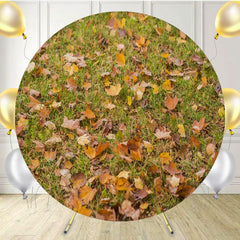 Autumn Maple Leaves Falling Grass Round Backdrop - Layoris